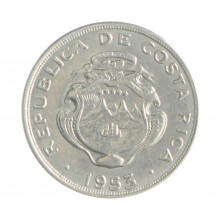 Km#184.1a 5 Céntimos 1953 MBC+ Costa Rica América Aço Inoxidável 15(mm) 1(gr)