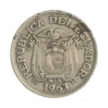Km#81 50 Centavos  1963 MBC Equador  América  Aço com revestimento de níquel  23(mm) 5(gr)