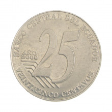 Km#107 25 Centavos  2000 MBC Equador  América  Aço Inoxidável  24.2(mm) 5.8(gr)