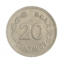 Km#77.2a 20 Centavos  1980 MBC+ Equador  América  Aço com revetsimento de níquel  21(mm) 3.6(gr)