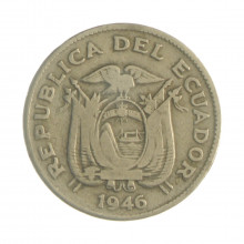 Km#77.1b 20 Centavos  1946 MBC Equador  América  Cunhado em 1947 Cupro-Níquel  21(mm) 4(gr)