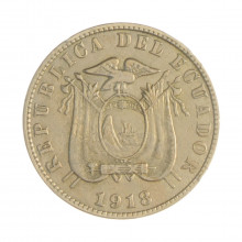 Km#62 10 Centavos  1918 MBC+ Equador  América  Cupro-Níquel  21.9(mm) 4.85(gr)