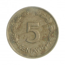 Km#75b 5 Centavos  1946 MBC Equador  América  Cupro-Níquel  17(mm) 1.95(gr)