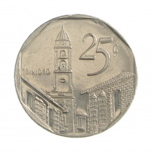 Km#577.2 25 Centavos 2000 MBC+ Cuba América  Aço com revestimento de níquel 23(mm) 5.65(gr)