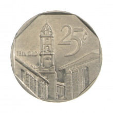 Km#577.1 25 Centavos 1994 MBC+ Cuba América  Aço com revestimento de níquel 23(mm) 5.65(gr)