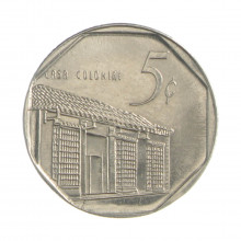 Km#575.2 5 Centavos 2000 MBC+ Cuba América  Aço com revestimento de níquel 18(mm) 2.65(gr)