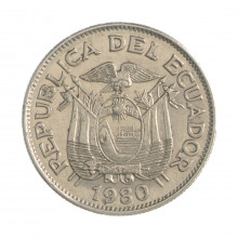 Km#78b 1 Sucre 1980 MBC Equador  América  Aço com revestimento de níquel  26(mm) 6.5(gr)