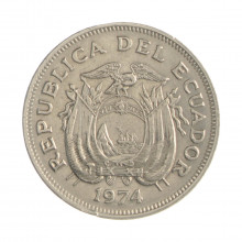 Km#83 1 Sucre 1974 MBC Equador  América  Aço com revestimento de níquel  26(mm) 6.5(gr)