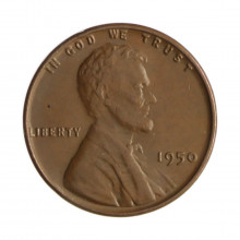 Km#A132 1 Cent 1950 MBC+ Estados Unidos  América  Lincoln Cent Espiga de Trigo  Bronze 19(mm) 3.11(gr)
