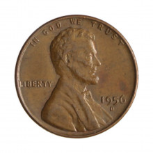 Km#A132 1 Cent 1956 D MBC+ Estados Unidos  América  Lincoln Cent Espiga de Trigo  Bronze 19(mm) 3.11(gr)