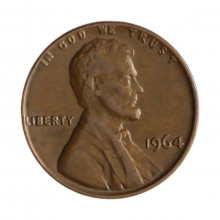 Km#201 1 Cent 1964 MBC+ Estados Unidos América Lincoln Memorial Bronze 19(mm) 3.11(gr)