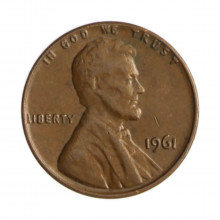 Km#201 1 Cent 1961 MBC Estados Unidos América Lincoln Memorial Bronze 19(mm) 3.11(gr)