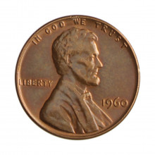 Km#201 1 Cent 1960 MBC/SOB Estados Unidos América Lincoln Memorial Bronze 19(mm) 3.11(gr)