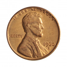 Km#201 1 Cent 1960 D MBC+ Estados Unidos  América  Lincoln Memorial  Bronze 19(mm) 3.11(gr)