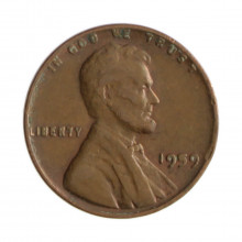 Km#201 1 Cent 1959 MBC Estados Unidos  América  Lincoln Memorial  Bronze 19(mm) 3.11(gr)