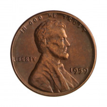 Km#201 1 Cent 1959 MBC+ Estados Unidos América Lincoln Memorial Bronze 19(mm) 3.11(gr)
