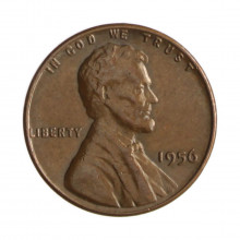 Km#A132 1 Cent 1956 MBC+ Estados Unidos  América  Lincoln Cent Espiga de Trigo  Bronze 19(mm) 3.11(gr)