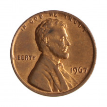 Km#201 1 Cent 1967 MBC/SOB Estados Unidos  América  Lincoln Memorial  Bronze 19(mm) 3.11(gr)
