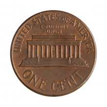 Km#201 1 Cent 1966 MBC/SOB Estados Unidos  América  Lincoln Memorial  Bronze 19(mm) 3.11(gr)