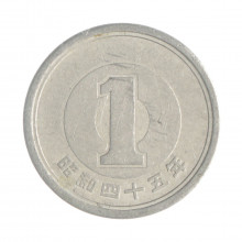 Km#74 1 Yen 1970 MBC Japão Ásia Alumínio 20(mm) 1(gr)