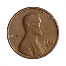 Km#201 1 Cent 1972 D MBC+ Estados Unidos  América  Lincoln Memorial  Bronze 19(mm) 3.11(gr)