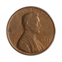 Km#201 1 Cent 1971 MBC Estados Unidos  América  Lincoln Memorial  Bronze 19(mm) 3.11(gr)