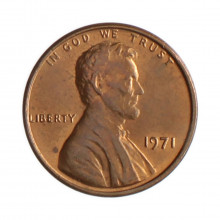 Km#201 1 Cent 1971 MBC/SOB Estados Unidos  América  Lincoln Memorial  Bronze 19(mm) 3.11(gr)