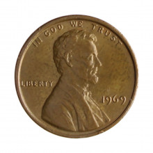 Km#201 1 Cent 1969 MBC+ Estados Unidos América Lincoln Memorial Bronze 19(mm) 3.11(gr)