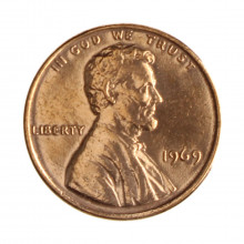 Km#201 1 Cent 1969 MBC Estados Unidos  América  Lincoln Memorial  Bronze 19(mm) 3.11(gr)