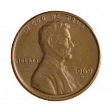 Km#201 1 Cent 1969 D MBC Estados Unidos América Lincoln Memorial Bronze 19(mm) 3.11(gr)