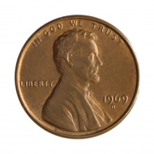 Km#201 1 Cent 1969 D MBC+ Estados Unidos  América  Lincoln Memorial  Bronze 19(mm) 3.11(gr)