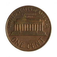 Km#201 1 Cent 1968 MBC Estados Unidos América Lincoln Memorial Bronze 19(mm) 3.11(gr)