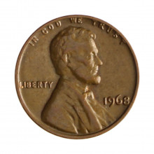 Km#201 1 Cent 1968 MBC Estados Unidos  América  Lincoln Memorial  Bronze 19(mm) 3.11(gr)
