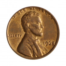 Km#201 1 Cent 1968 MBC/SOB Estados Unidos  América  Lincoln Memorial  Bronze 19(mm) 3.11(gr)