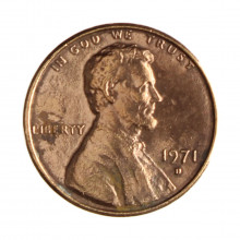 Km#201 1 Cent 1971 D MBC/SOB Estados Unidos  América  Lincoln Memorial C/Sianis de Limpeza Bronze 19(mm) 3.11(gr)