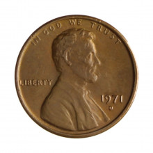 Km#201 1 Cent 1971 D MBC+ Estados Unidos  América  Lincoln Memorial  Bronze 19(mm) 3.11(gr)