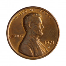 Km#201 1 Cent 1971 D MBC+ Estados Unidos  América  Lincoln Memorial  Bronze 19(mm) 3.11(gr)