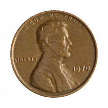Km#201 1 Cent 1970 MBC Estados Unidos América Lincoln Memorial Bronze 19(mm) 3.11(gr)
