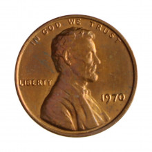 Km#201 1 Cent 1970 SOB Estados Unidos  América  Lincoln Memorial  Bronze 19(mm) 3.11(gr)