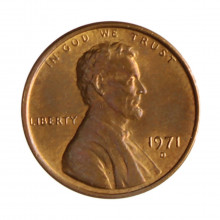 Km#201 1 Cent 1971 D MBC/SOB Estados Unidos América Lincoln Memorial Bronze 19(mm) 3.11(gr)