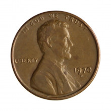 Km#201 1 Cent 1970 D MBC+ Estados Unidos  América  Lincoln Memorial  Bronze 19(mm) 3.11(gr)