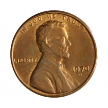 Km#201 1 Cent 1970 D MBC+ Estados Unidos  América  Lincoln Memorial  Bronze 19(mm) 3.11(gr)