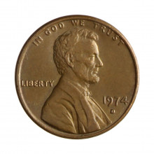 Km#201 1 Cent 1974 D MBC Estados Unidos América Lincoln Memorial Bronze 19(mm) 3.11(gr)