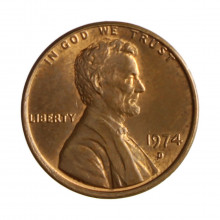 Km#201 1 Cent 1974 D MBC+ Estados Unidos América Lincoln Memorial Bronze 19(mm) 3.11(gr)