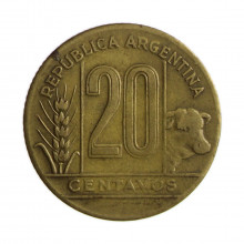Km#42 20 Centavos 1945 MBC Argentina América Bronze Alumínio 21(mm) 4(gr)