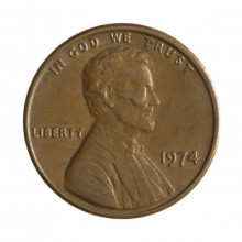 Km#201 1 Cent 1974 MBC Estados Unidos  América  Lincoln Memorial  Bronze 19(mm) 3.11(gr)