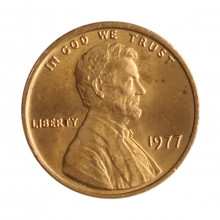 Km#201 1 Cent 1977 MBC+ Estados Unidos América Lincoln Memorial Bronze 19(mm) 3.11(gr)