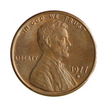 Km#201 1 Cent 1977 D MBC+ Estados Unidos América Lincoln Memorial Bronze 19(mm) 3.11(gr)