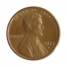 Km#201 1 Cent 1977 D MBC+ Estados Unidos  América  Lincoln Memorial  Bronze 19(mm) 3.11(gr)