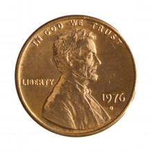 Km#201 1 Cent 1976 D MBC+ Estados Unidos  América  Lincoln Memorial  Bronze 19(mm) 3.11(gr)